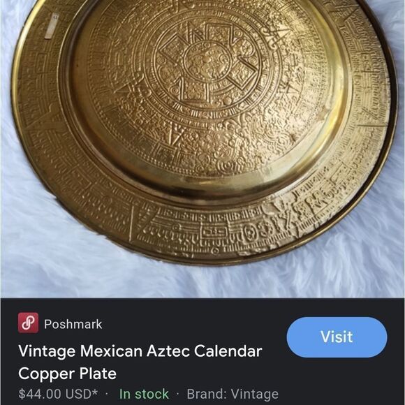 Vintage large brass decorative plate - Picture 8 of 9